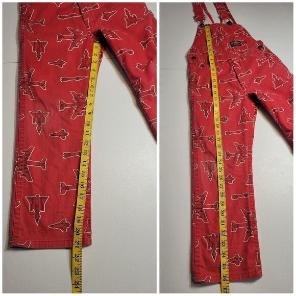 Oshkosh Vintage Vestbak Red Airplane Print Overalls Size 7 - Picture 13 of 16